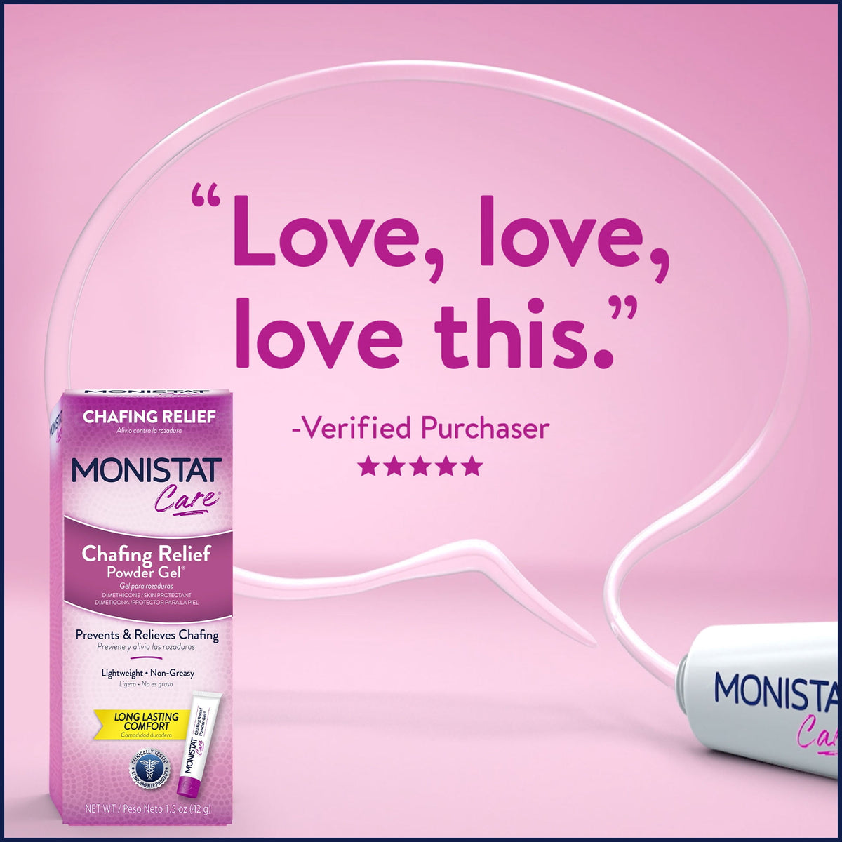 Monistat Chafing Relief Powder Gel, Female Anti-Chafe Protection, Fragrance Free, 1.5 oz
