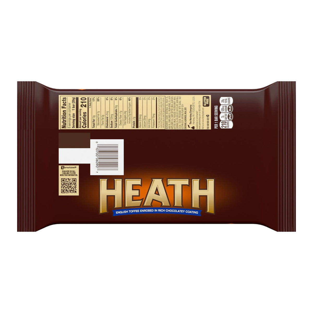 Heath Chocolatey English Toffee Candy, Bars 1.4 oz, 6 Count