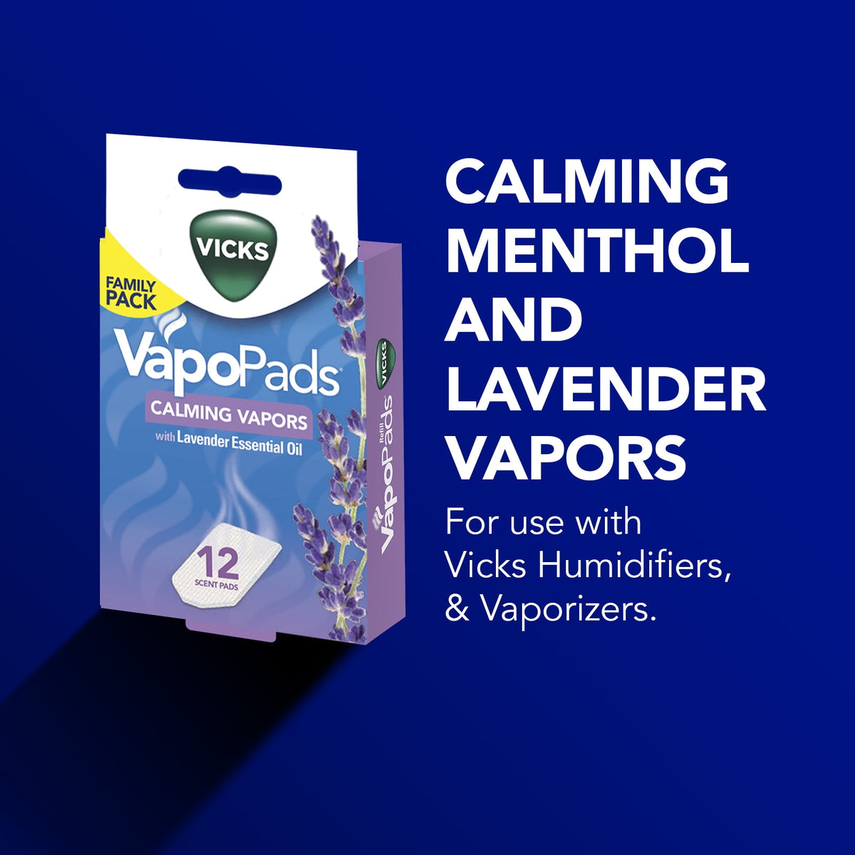 Vicks VapoPads Calming Menthol and Lavender Scent, Cold and Flu Relief, 12 Count, VSP30FP