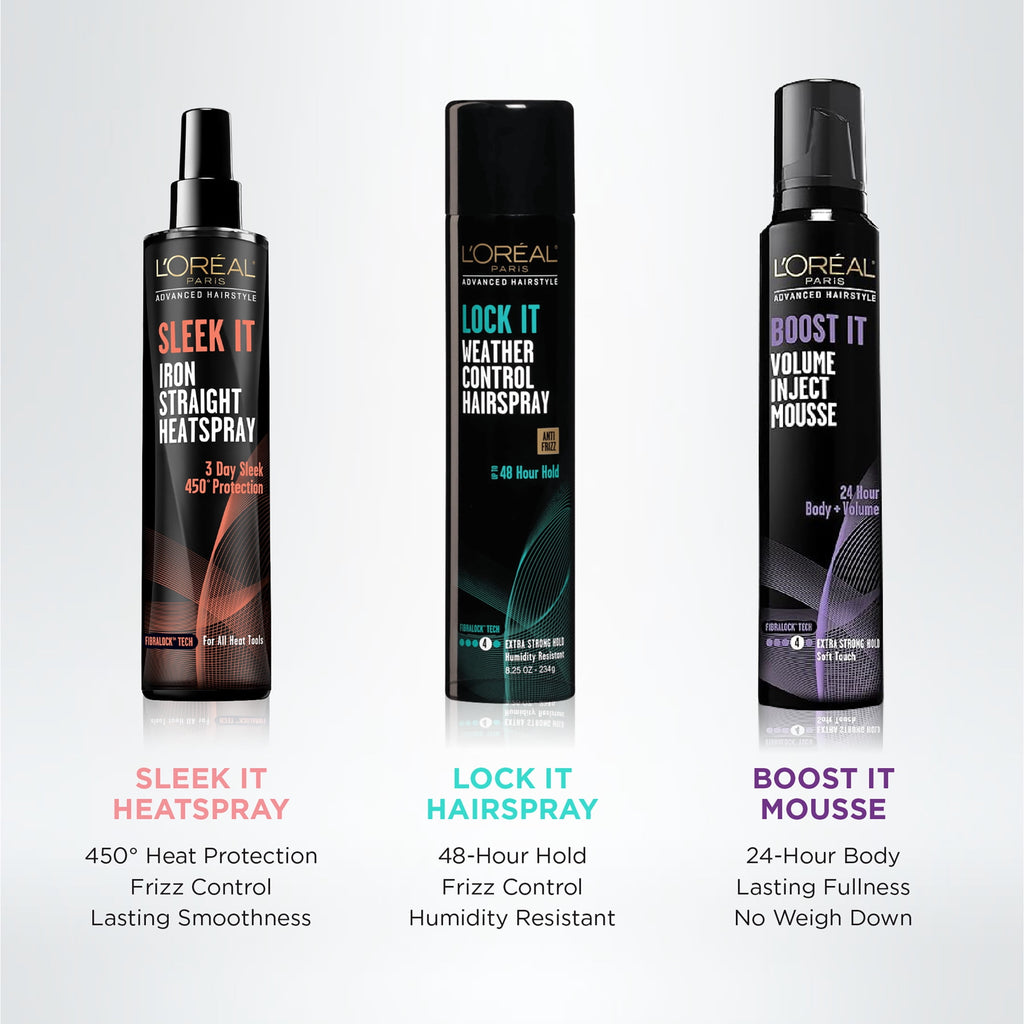 L'Oreal Paris Advanced Hairstyle SLEEK IT Iron Straight Heat Spray, Anti-Frizz, 5.7 fl oz