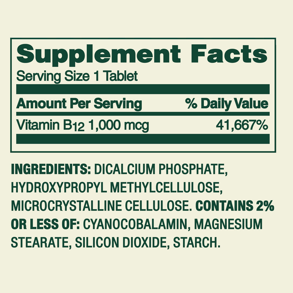 Spring Valley Vitamin B12 Supplement Timed-Release Tablets for Metabolism Support, 1000 mcg, 60 Count