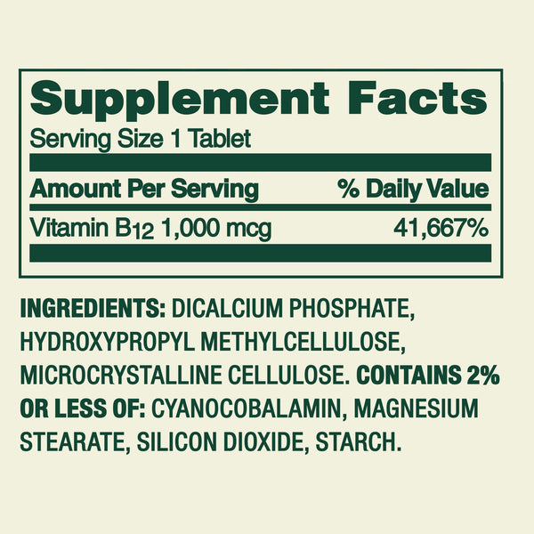 Spring Valley Vitamin B12 Supplement Timed-Release Tablets for Metabolism Support, 1000 mcg, 60 Count