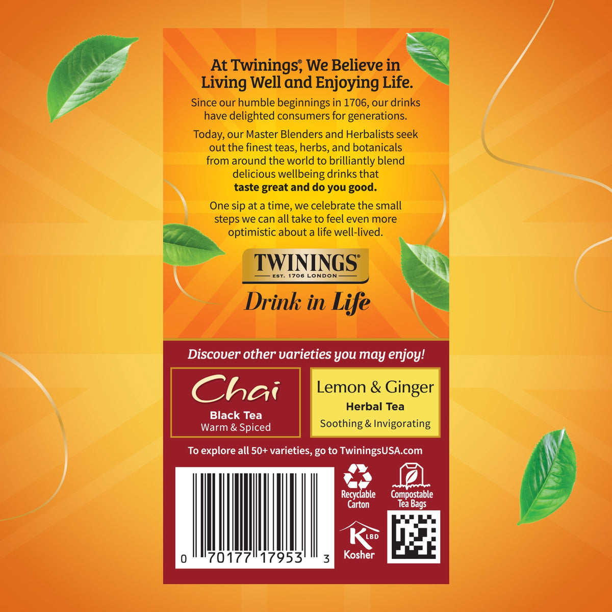 Twinings French Vanilla Chai Black Tea Bags, Naturally Caffeinated, Bold & Spicy, 20 Count