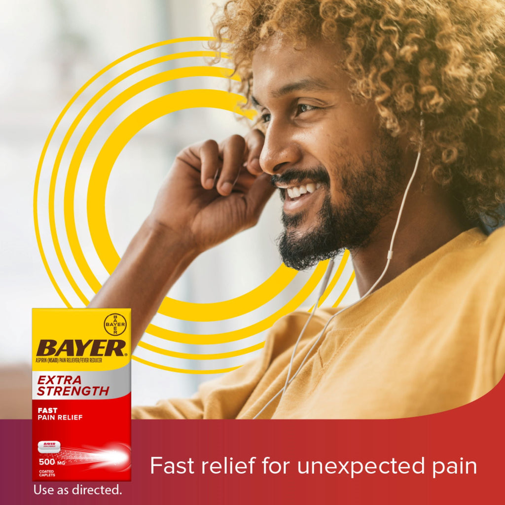 Bayer Aspirin Extra Strength, Pain Relief Pills, Fever Reducer and Headache Relief, 100 Count