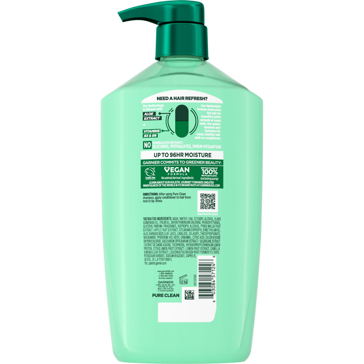 Garnier Fructis Pure Clean Hydrating Conditioner with Aloe Extract, 33.8 fl oz