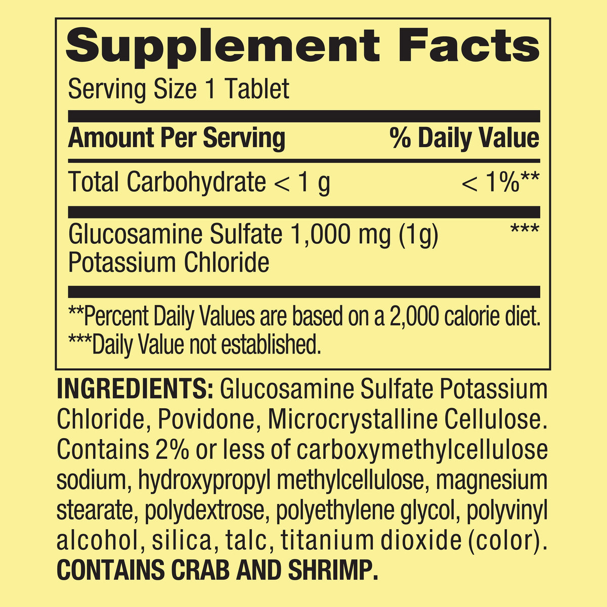 Spring Valley Glucosamine Sulfate Potassium Chloride Dietary Supplement Tablets for Joint Health, 1,000 mg, 200 Count