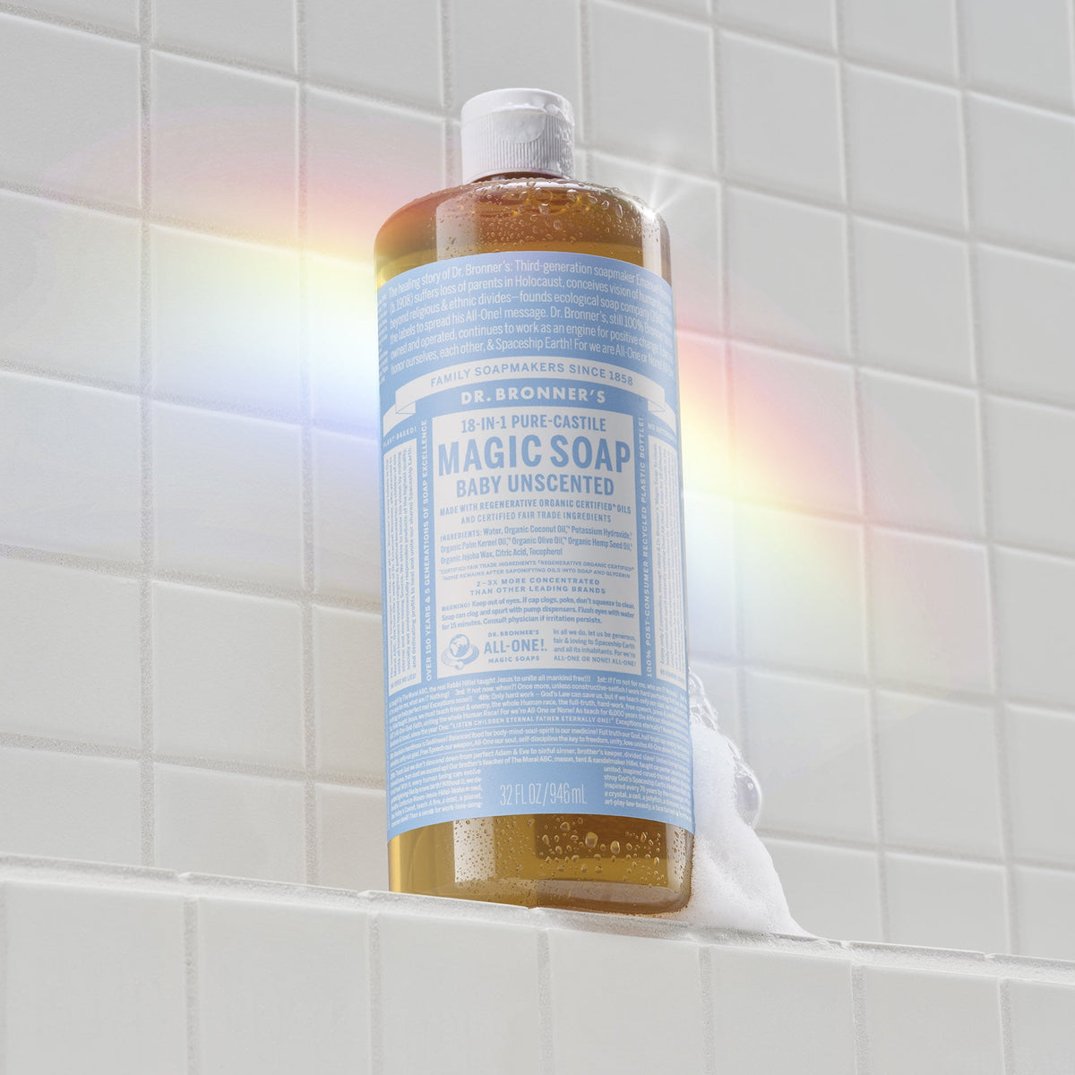 Dr.Bronner's Magic Soap, Baby Unscented, Pure-Castile Body Wash Liquid Soap, 32 fl oz