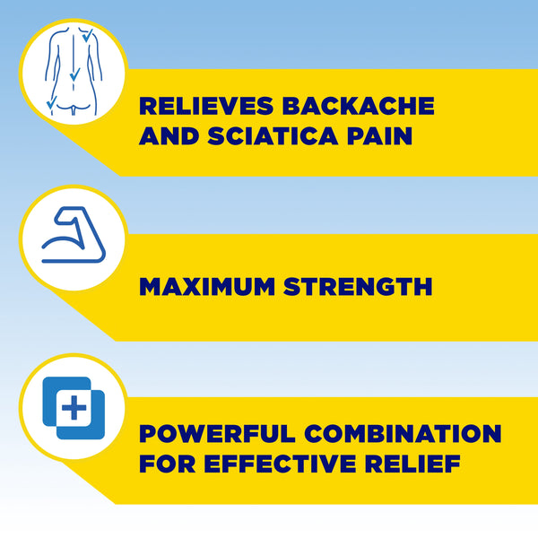 Backaid Maximum Strength Back & Sciatica Pain Reliever, 6-Hour Formula, 28 Count