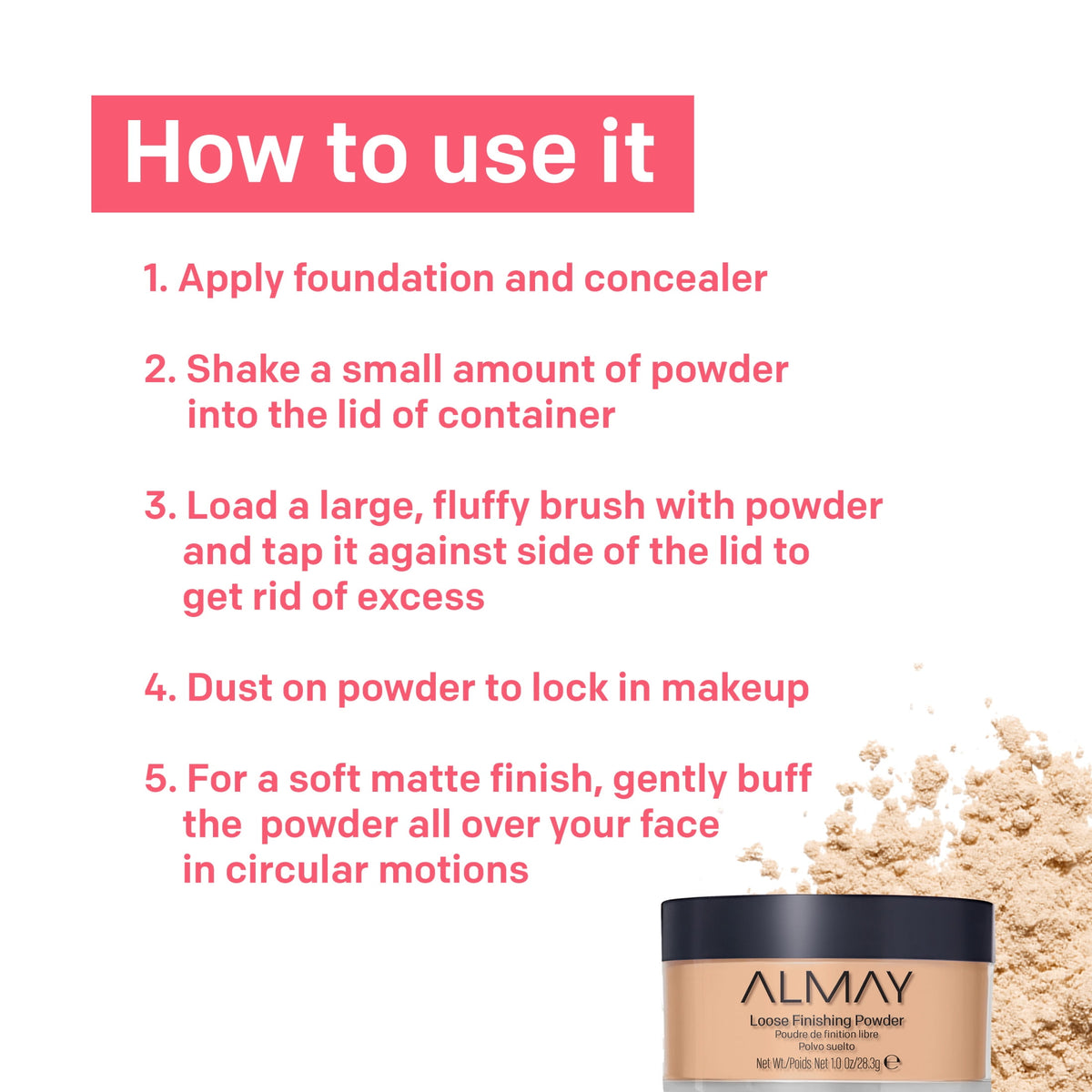 Almay Loose Finishing Powder, Matte Finish, Lightweight, 200 Light/Medium