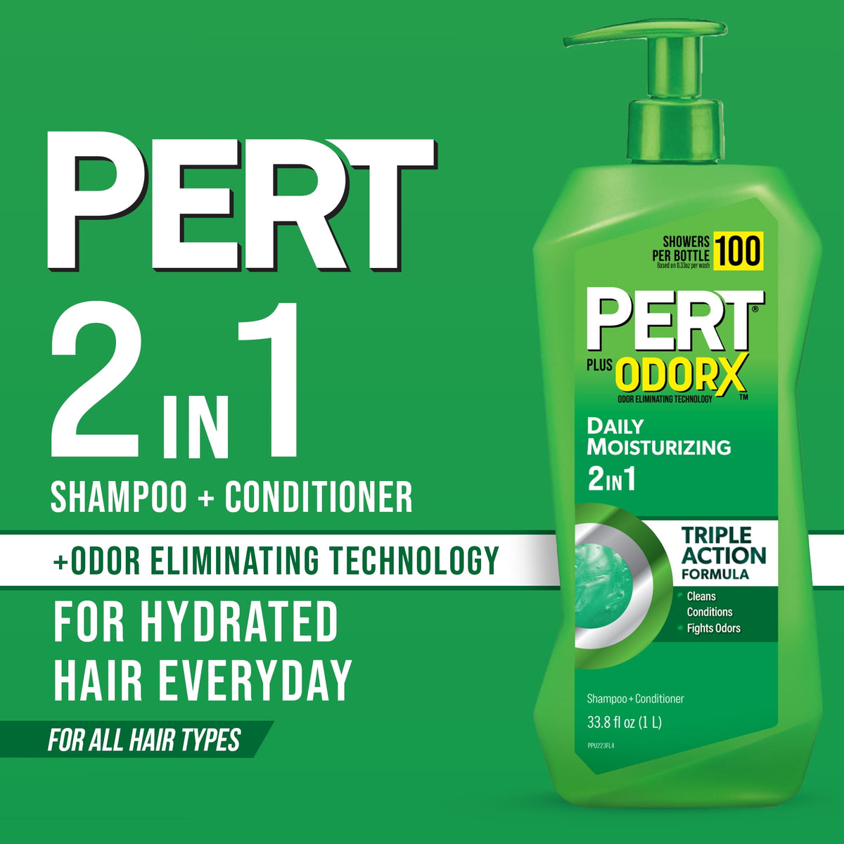 Pert Plus OdorX Daily Moisturizing 2-in-1 Triple Action Formula 33.8 fl oz