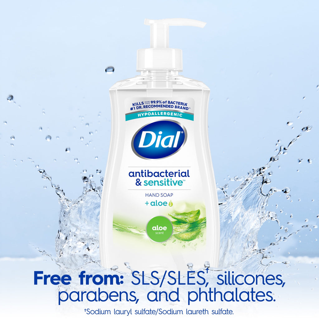 Dial Antibacterial & Sensitive Liquid Hand Soap, Hypoallergenic, Aloe Scent, 11 fl oz