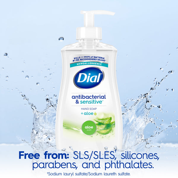 Dial Antibacterial & Sensitive Liquid Hand Soap, Hypoallergenic, Aloe Scent, 11 fl oz