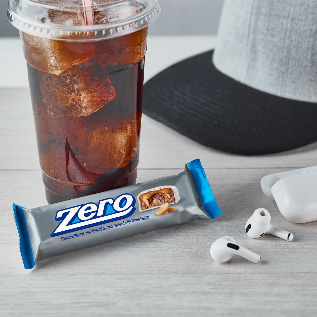Zero White Fudge, Caramel, Peanut and Almond Nougat Candy, Bars 1.85 oz, 6 Count