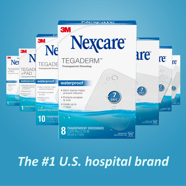 Nexcare Tegaderm + Pad Transparent Dressing, 3.5" x 4.125", 3/Pack