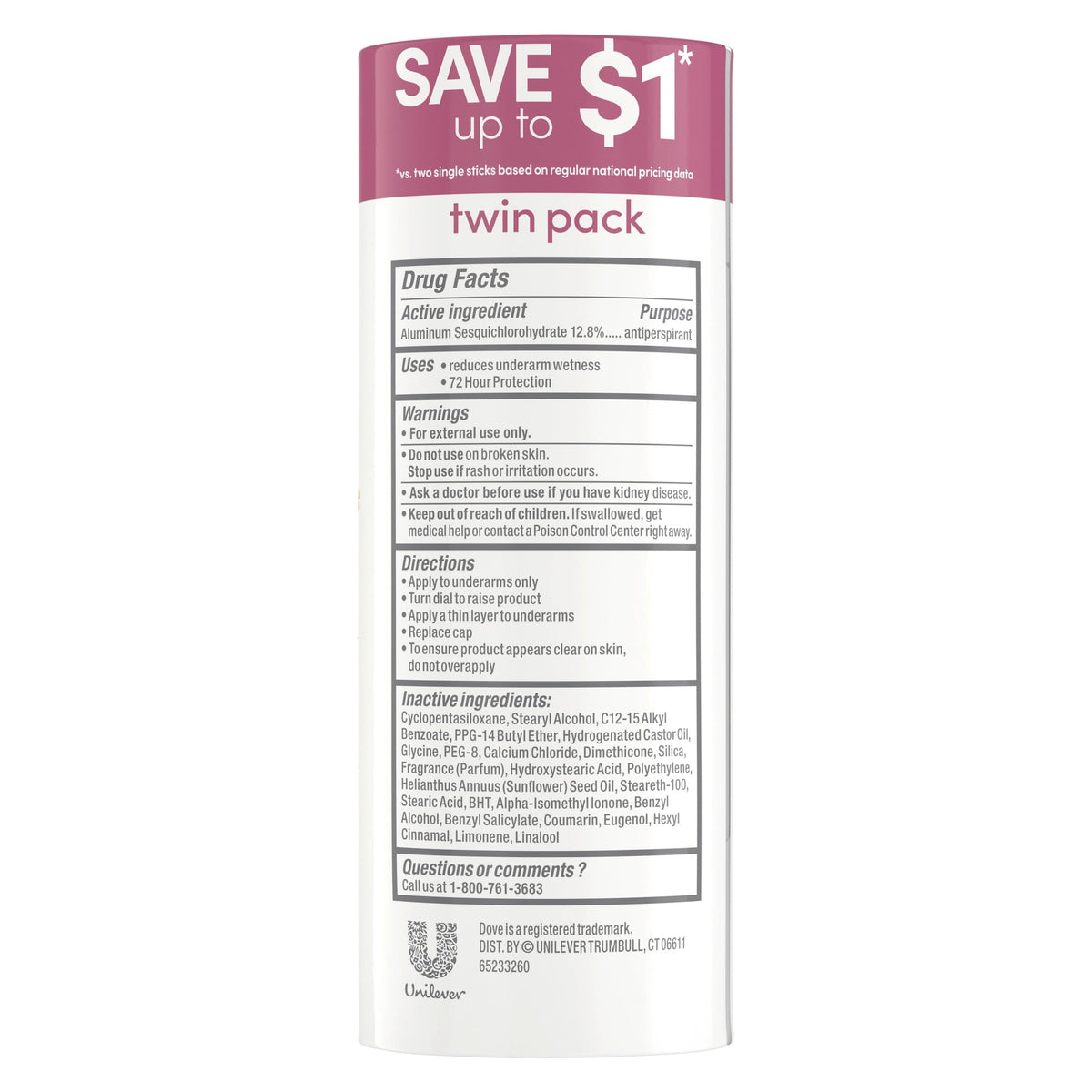 Dove Advanced Care Antiperspirant Deodorant for Women Caring Coconut 72 hour sweat and odor protection, 2.6 oz Twin Pack