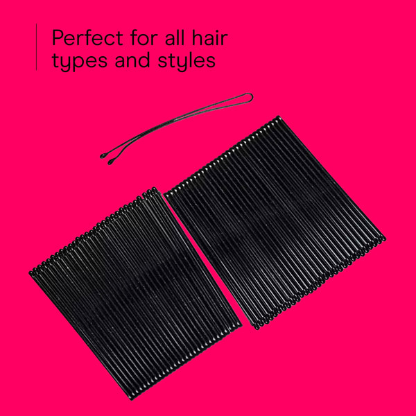 Conair Styling Essentials Curved Bobby Pins, Smooth Black, 60 Count