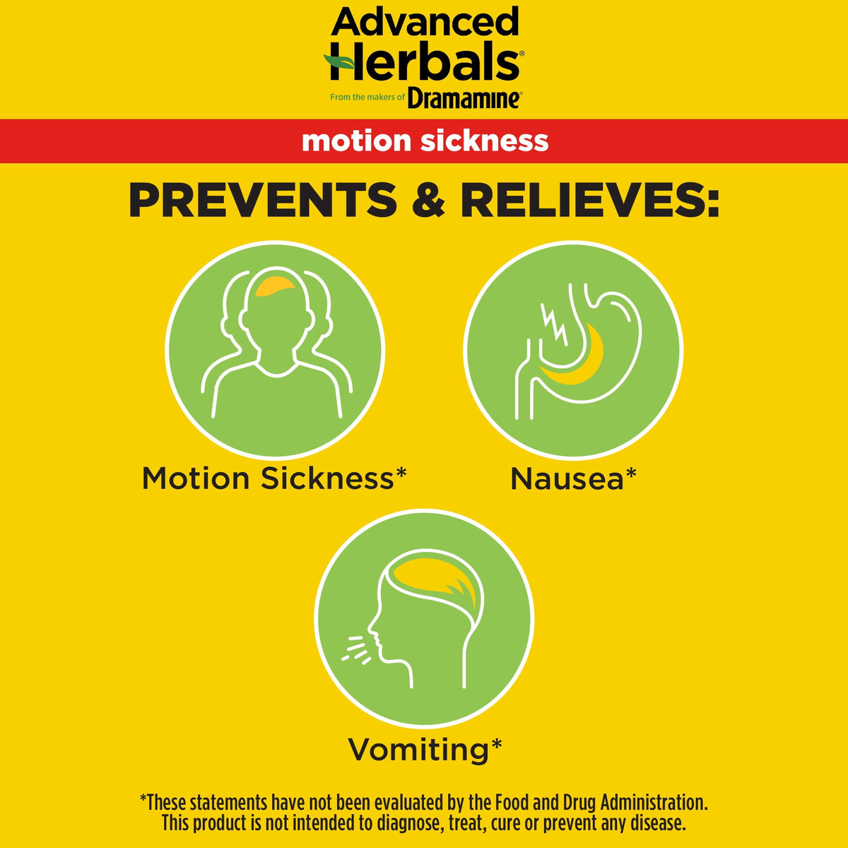 Advanced Herbals by Dramamine, Non-Drowsy Motion Sickness Relief, with Natural Ginger, 18 Count