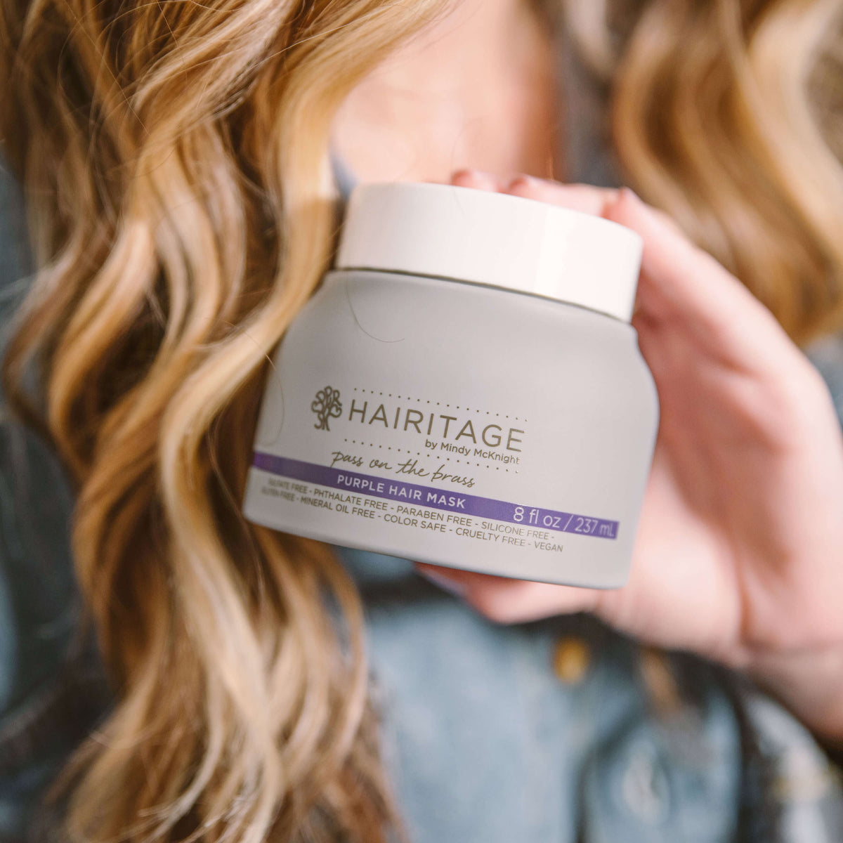 Hairitage Pass on Brass Argan Oil Purple Hair Mask Deep Conditioner for Color Treated Hair, 8 fl. oz
