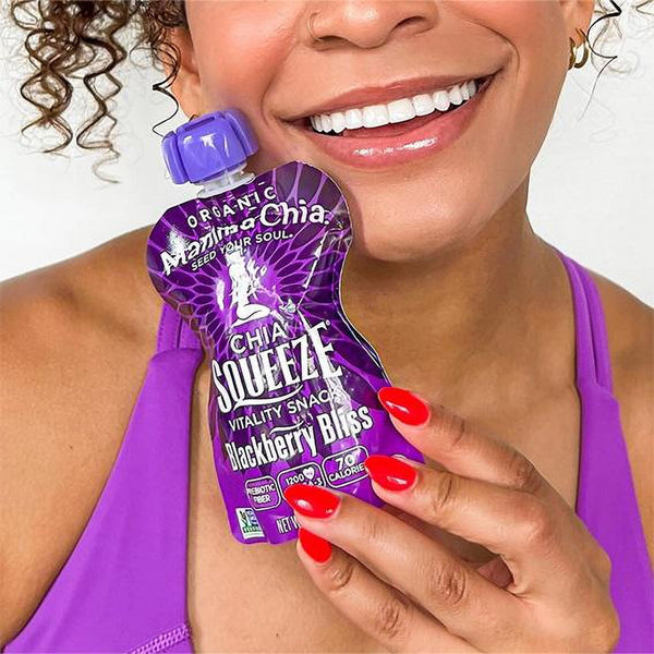 Mamma Chia Chia Squeeze Vitality Snack - Blackberry Bliss, 3.5 Ounce Pouches, 4 Count
