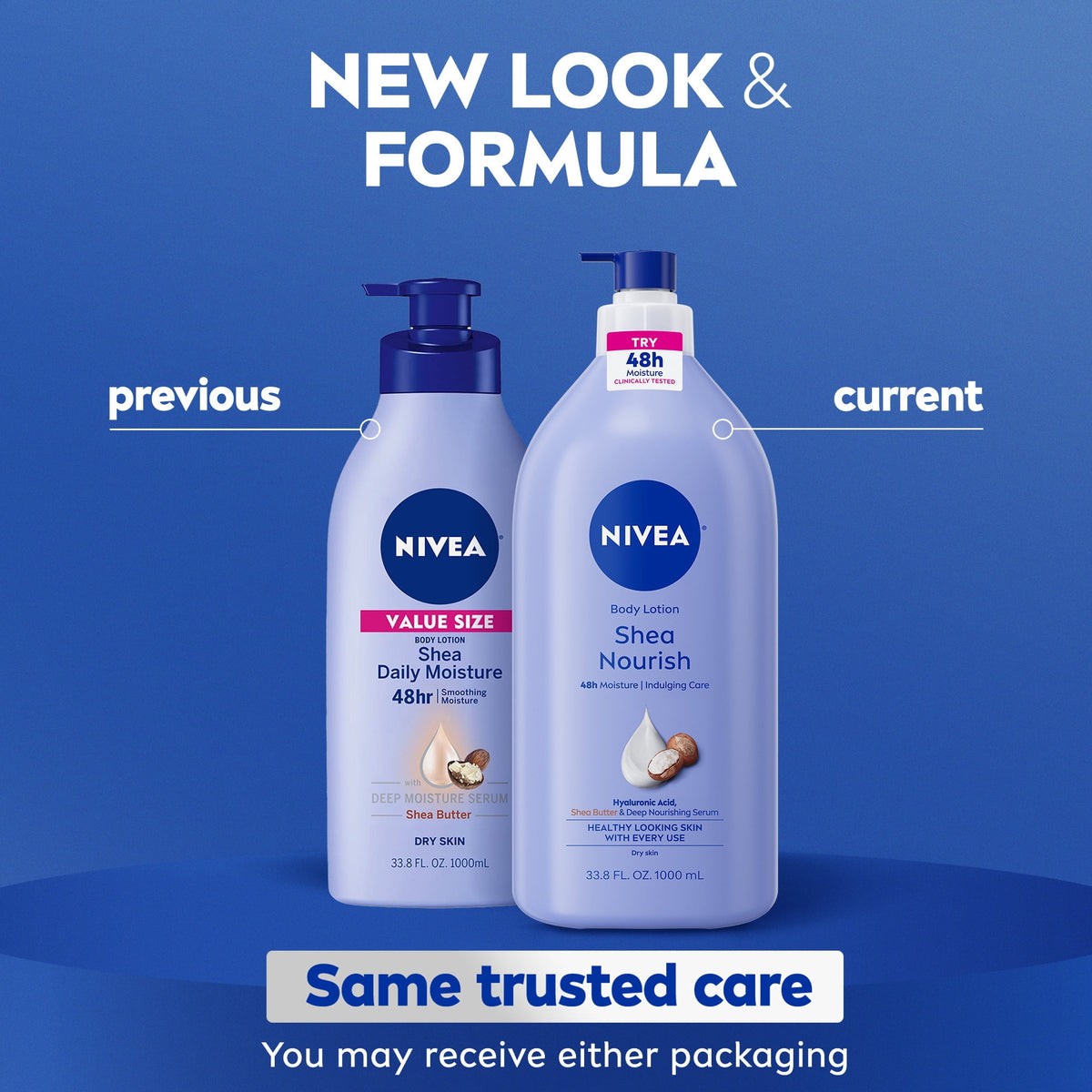 NIVEA Shea Nourish Body Lotion for Dry Skin with Hyaluronic Acid and Shea Butter, Value Size 33.8 fl oz