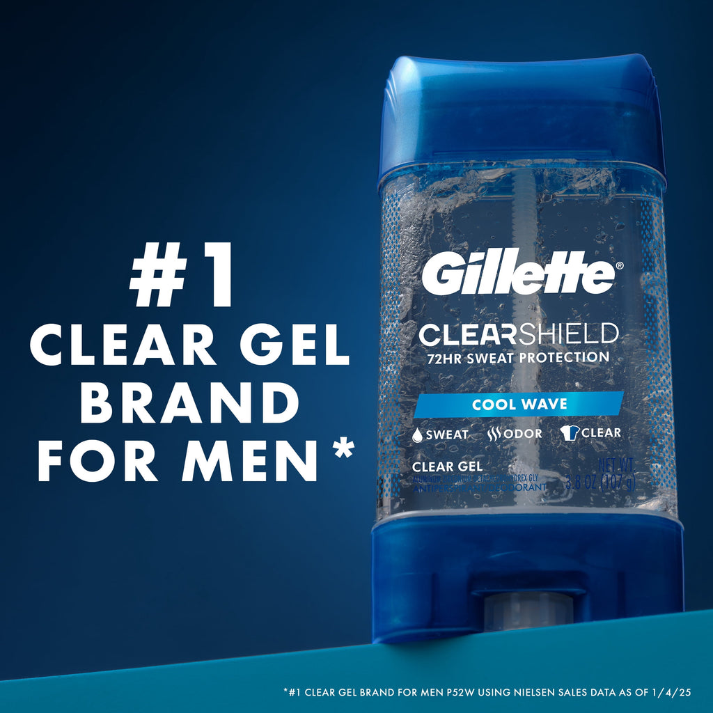 Gillette Antiperspirant Deodorant for Men, Clear Gel, Cool Wave, 0.5 oz