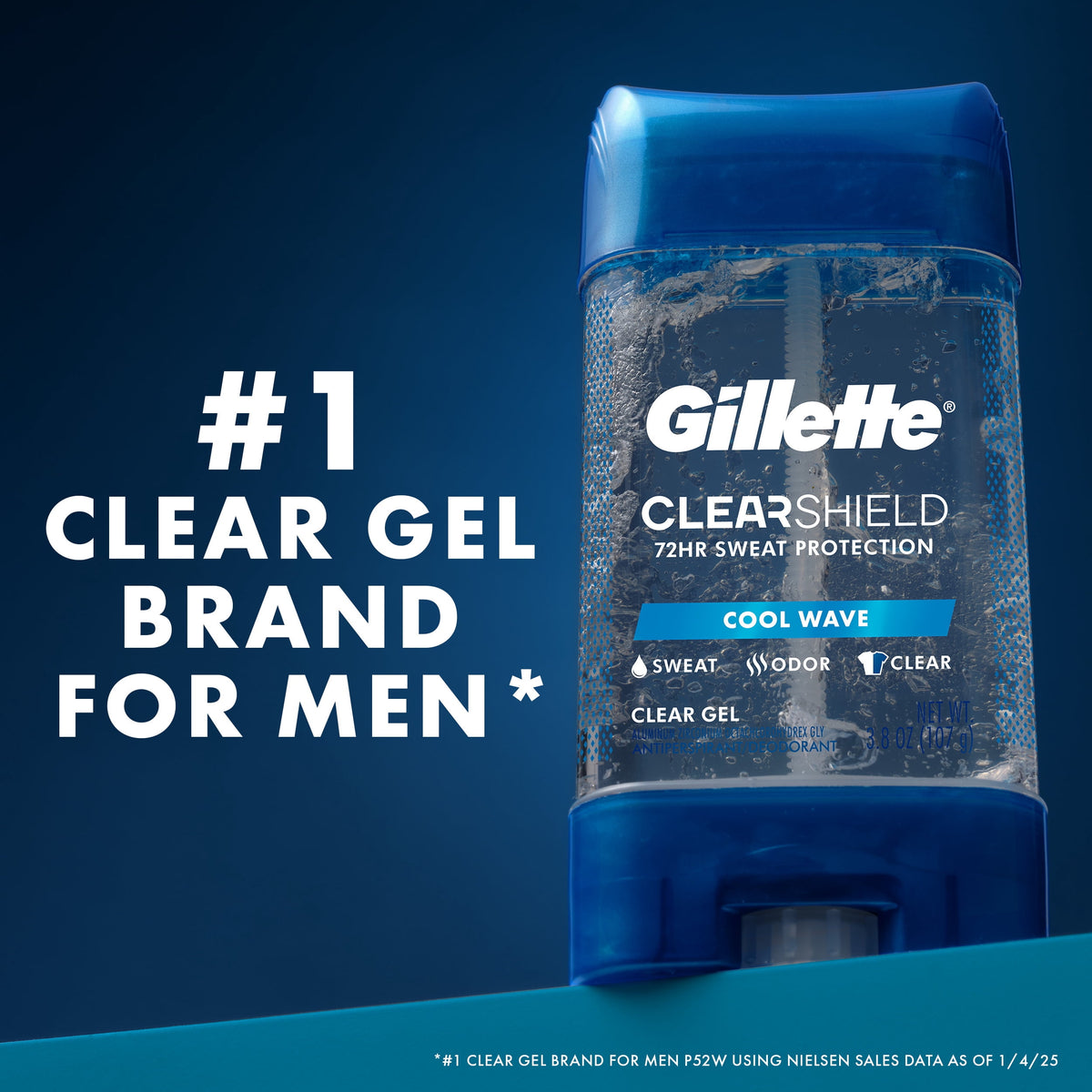 Gillette Antiperspirant Deodorant for Men, Clear Gel, Cool Wave, 0.5 oz