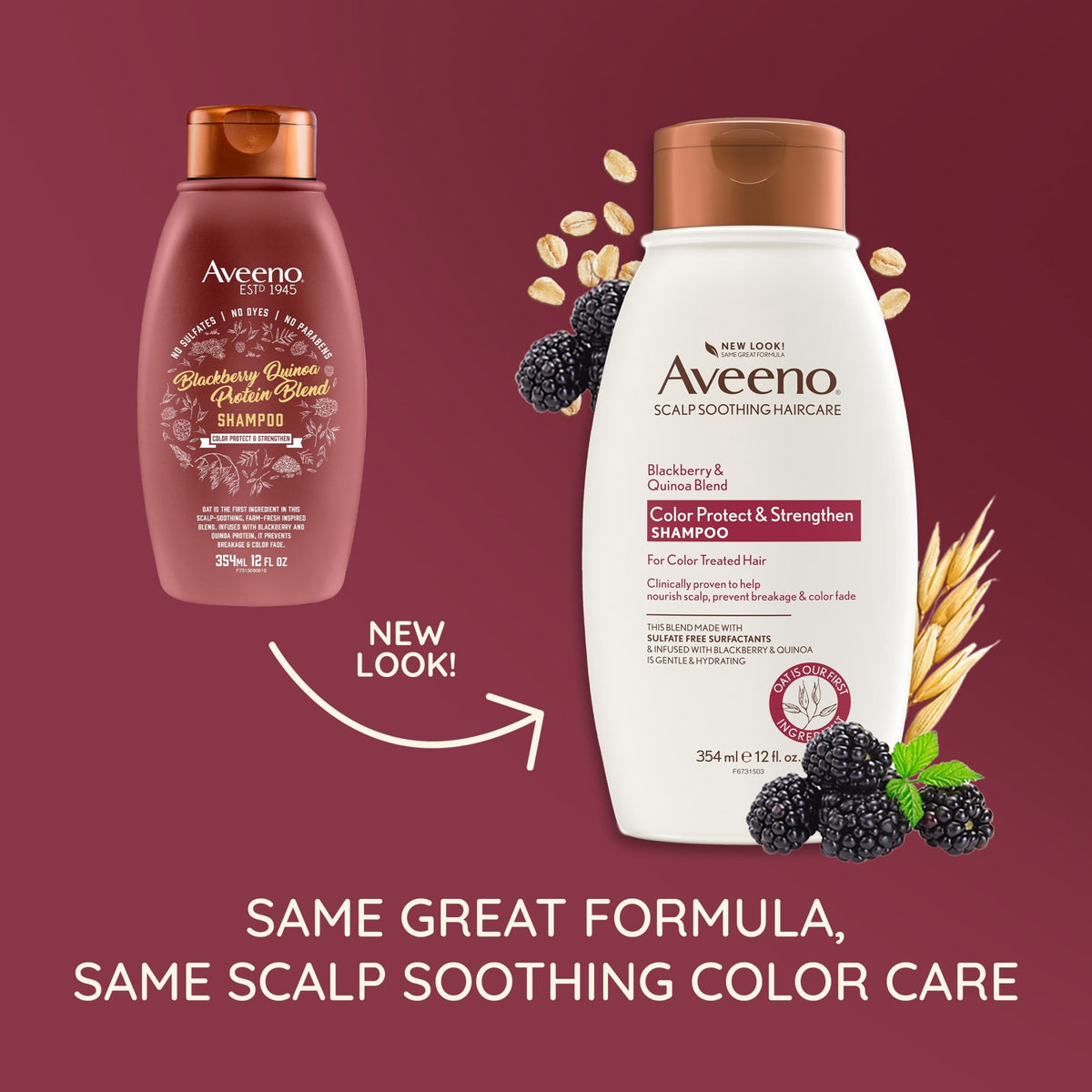 Aveeno Blackberry & Quinoa Strengthening Shampoo for Color-Treated Hair, 12 fl oz