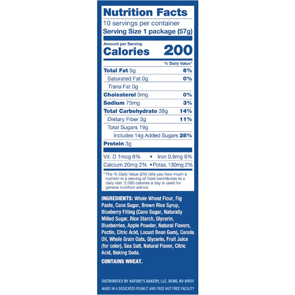 Nature's Bakery Blueberry Fig Bars, 10 Twin Packs, 2 oz Each