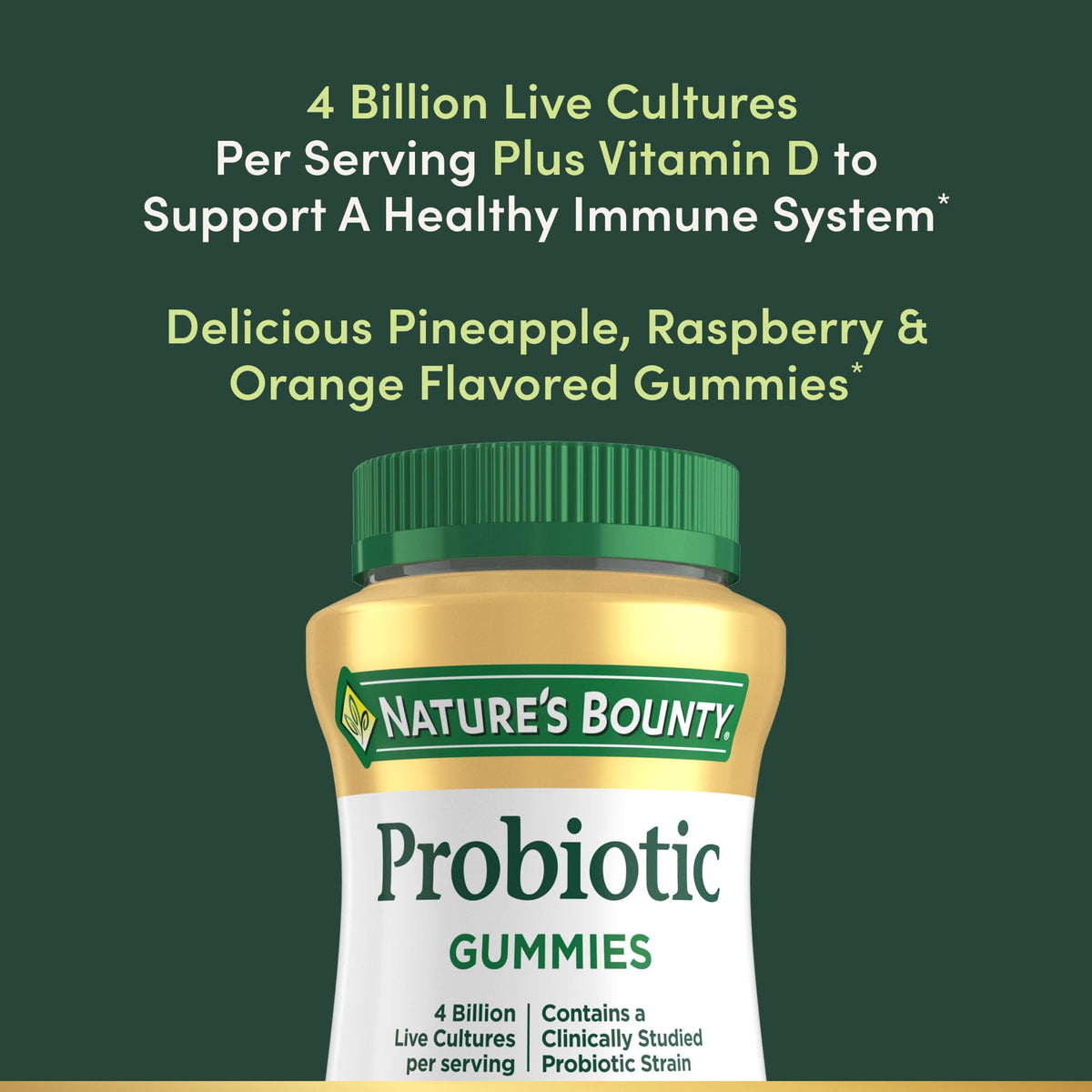 Nature's Bounty Probiotic Gummies for Digestive Gut Health and Immune Support, Multi-Flavored, 60 Ct