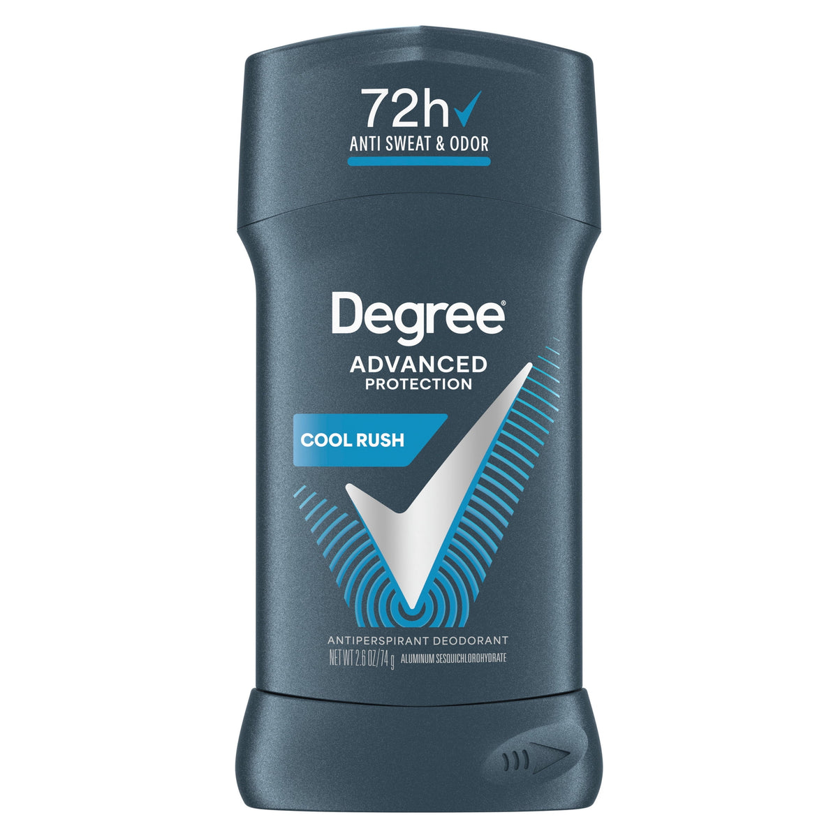Degree Men Antiperspirant Deodorant 72-Hour Sweat And Odor Protection Cool Rush Antiperspirant For Men With Body Heat Activated Technology, 2.6 oz