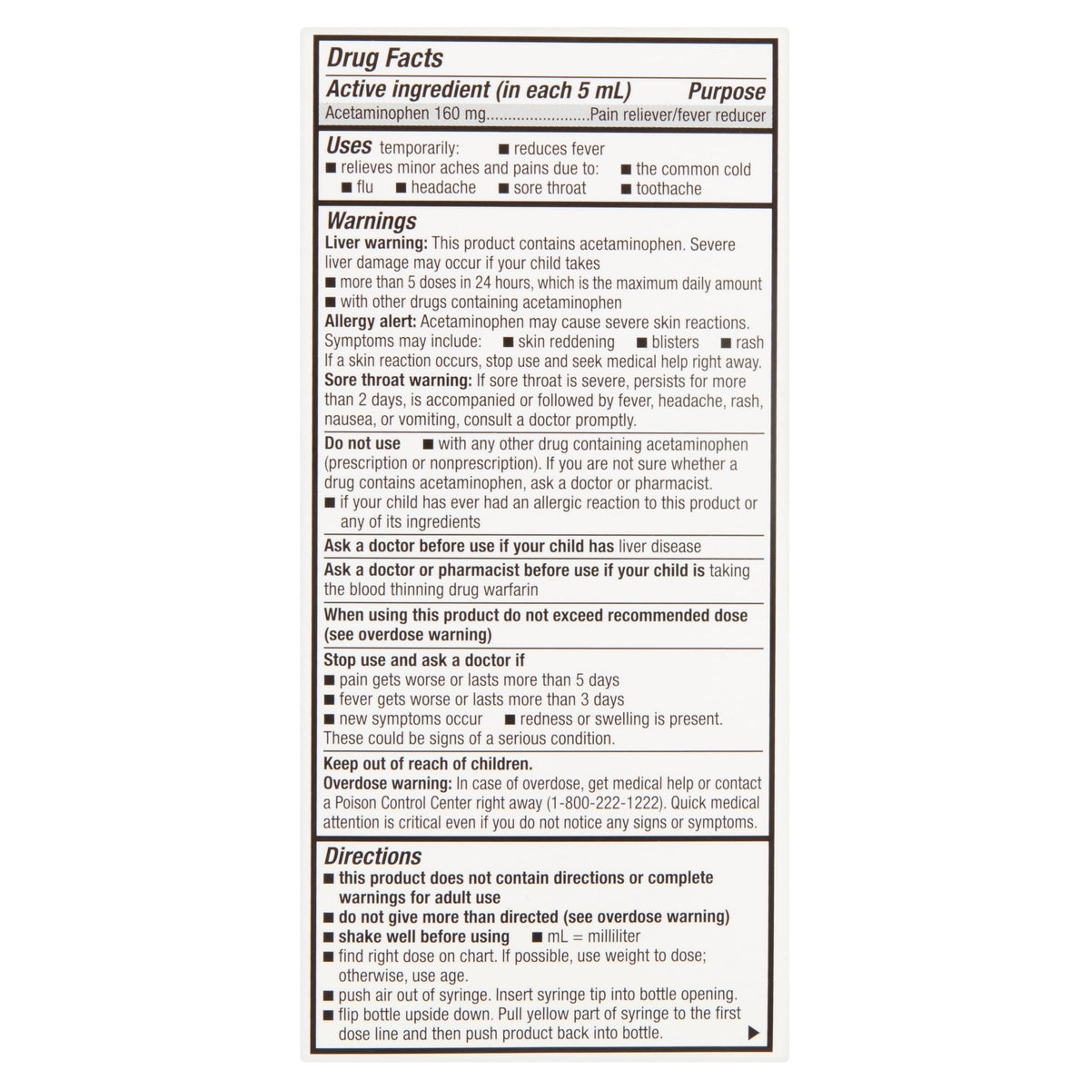 Parent's Choice Infants' Pain and Fever Acetaminophen, 160 mg, Grape, 2 fl oz