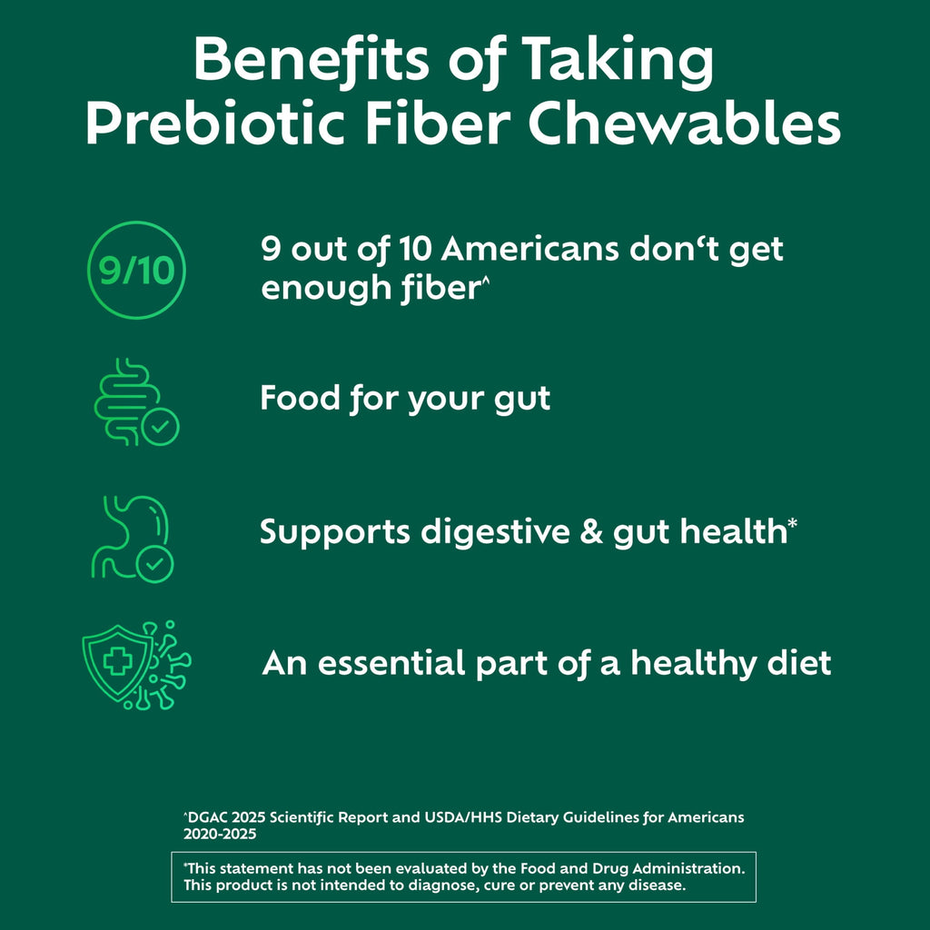 Benefiber Chewable Prebiotic Glp-1 Friendly Fiber Supplement Tablets for Digestive Health, Assorted Fruit Flavors - 100 Count