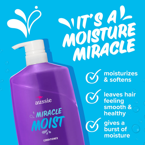 Aussie Miracle Moist Conditioner with Avocado, Paraben Free, For Dry Hair Types, 26.2 oz