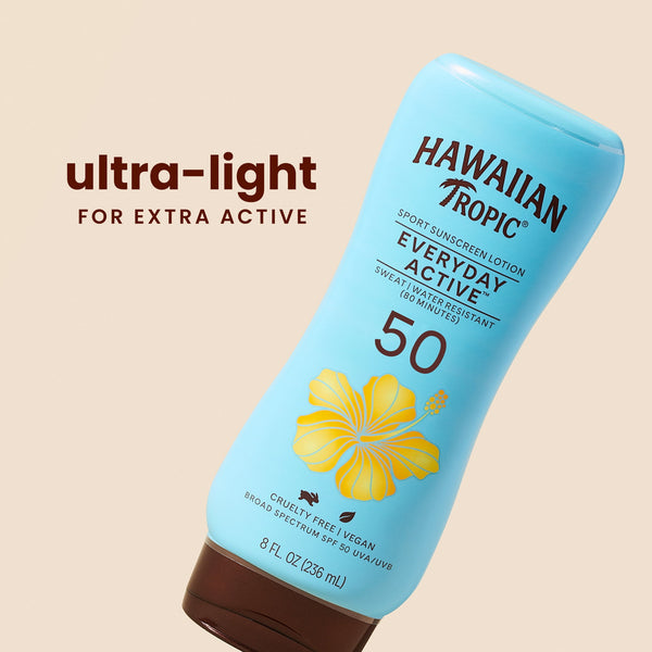 Hawaiian Tropic Everyday Active Sunscreen Lotion, 50 SPF, 8 fl oz, Water Resistant Adult Sunblock