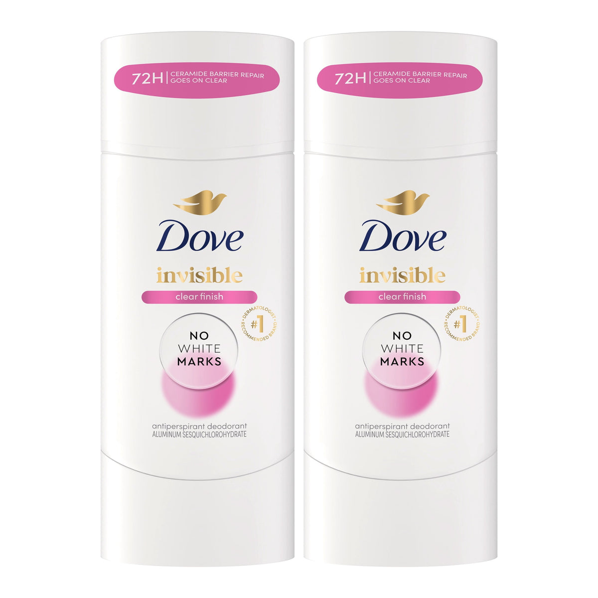 Dove Advanced Care Antiperspirant Deodorant Stick Clear Finish, 2.6 oz Twin Pack