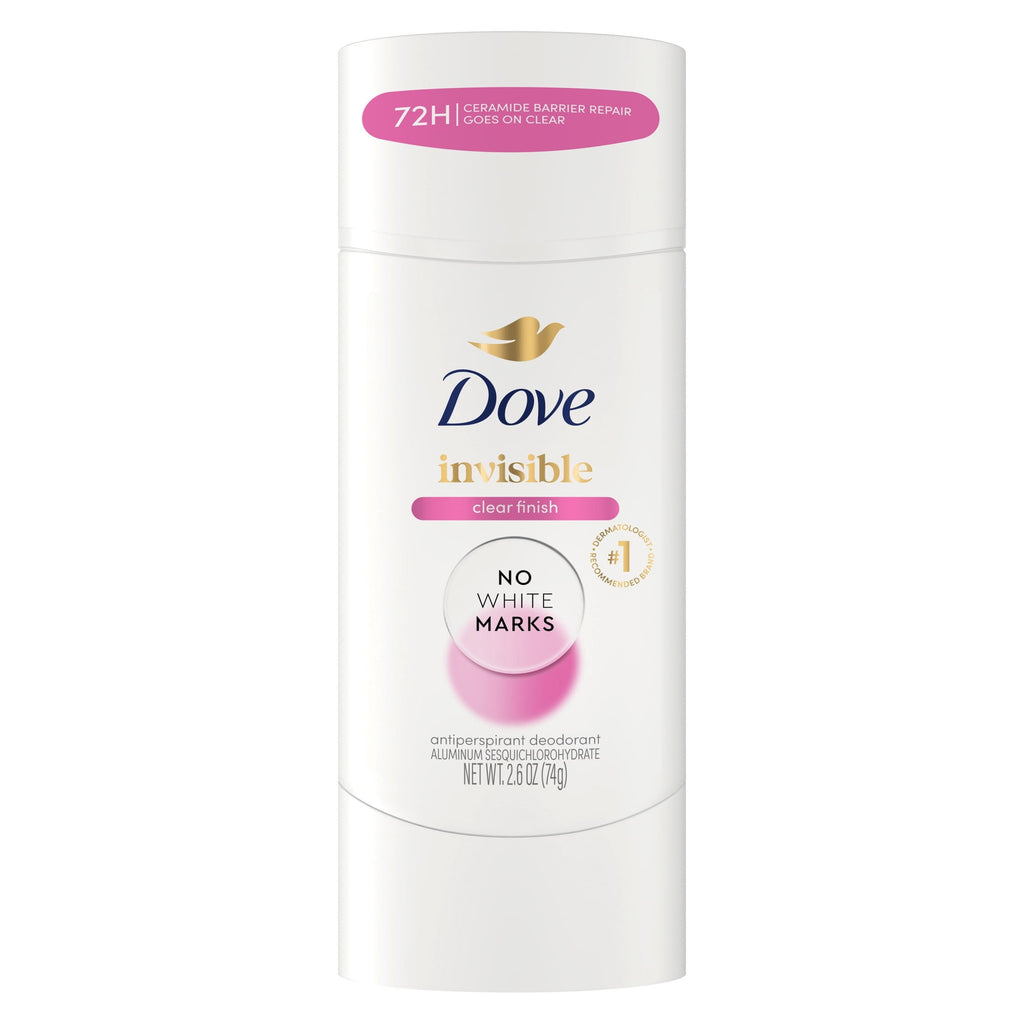 Dove Advanced Care Antiperspirant Deodorant For Women No White Marks Clear Finish 72 Hour Sweat and Odor Protection, 2.6 oz
