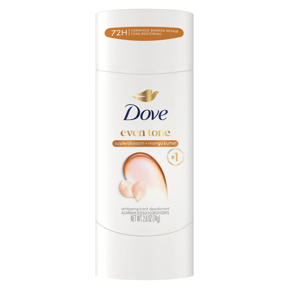 Dove Antiperspirant Deodorant Stick For Uneven Skin Tone Apple Blossom & Mango Butter 48-hour Odor And Sweat Protection ,2.6 oz