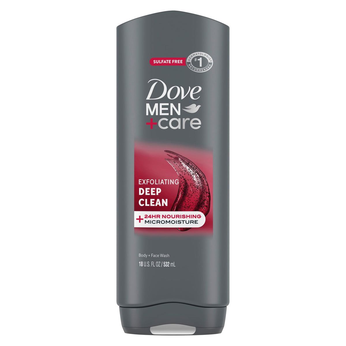 Dove Men+Care Body and Face Wash Body Wash for Men Exfoliating Deep Clean with 24-Hour Nourishing Micromoisture Technology, 18 fl oz