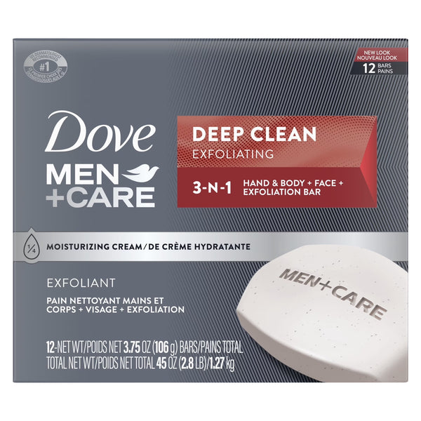 Dove Men+Care Men's Bar Soap More Moisturizing Than Bar Soap Deep Clean Soap Bar That Effectively Washes Away Bacteria, Nourishes Your Skin ,3.75 oz