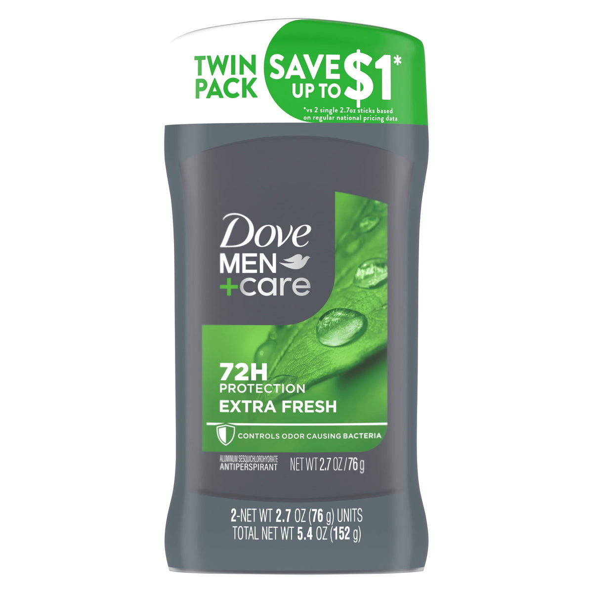 Dove Men+Care Extra Fresh Men's Antiperspirant Deodorant Stick With 72-hour sweat & odor protection Extra Fresh with 1/4 Moisturizing Cream