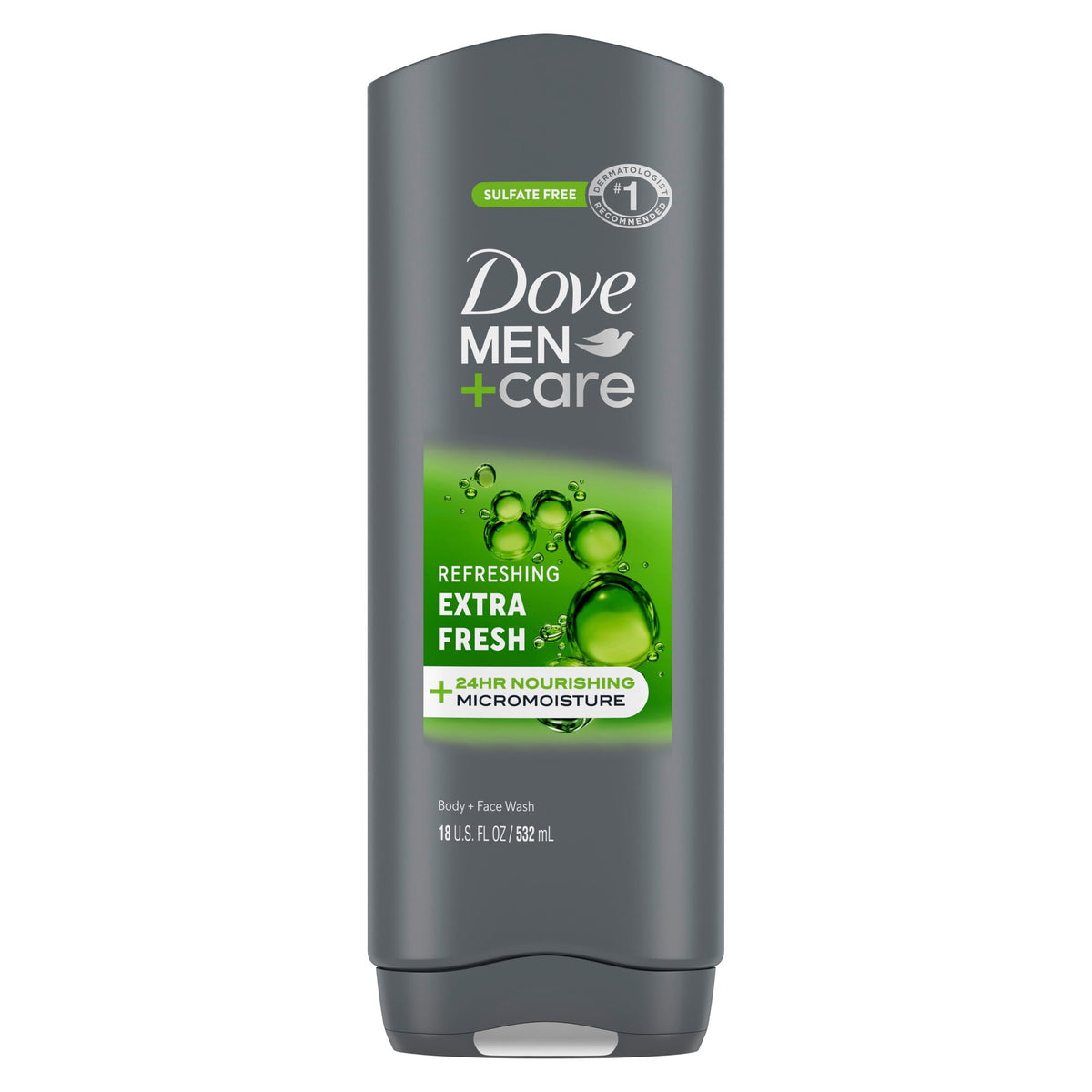 Dove Men+Care  Body and Face Wash Body Wash for Men Refreshing Extra Fresh with 24-Hour Nourishing Micromoisture Technology, 18 fl oz