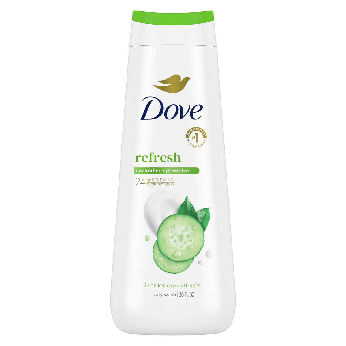 Dove Body Wash for Women Moisturizing Refresh Cucumber & Green Tea Cleanser All Skin, 20 oz