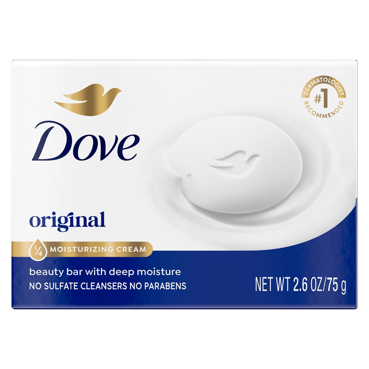 Dove Beauty Bar Soap For Soft, Smooth Skin, Original, With 1/4 Moisturizing Cream ,2.6 oz
