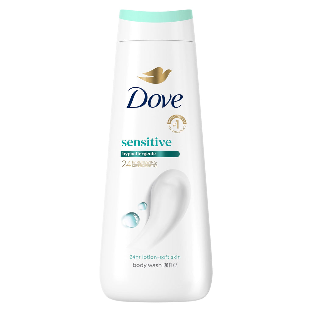 Dove Body Wash For 24hr Lotion-Soft Skin Sensitive Skin Moisturizing Skin Cleanser Gentle Hypoallergenic Formula With No Sulfates No Parabens ,20 fl