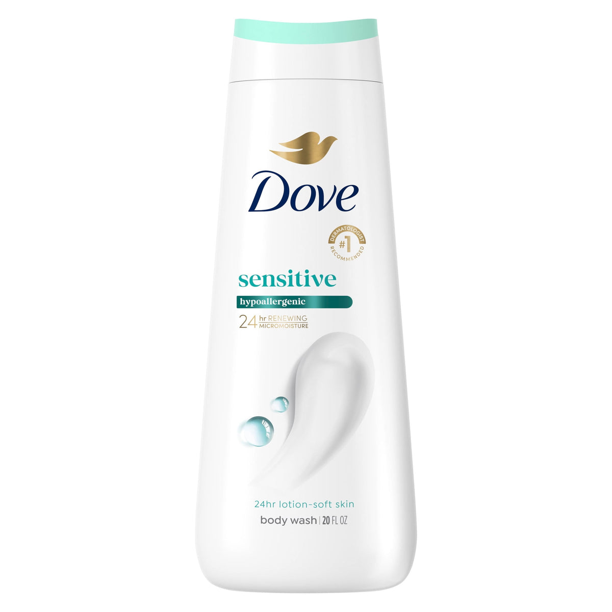 Dove Body Wash For 24hr Lotion-Soft Skin Sensitive Skin Moisturizing Skin Cleanser Gentle Hypoallergenic Formula With No Sulfates No Parabens ,20 fl