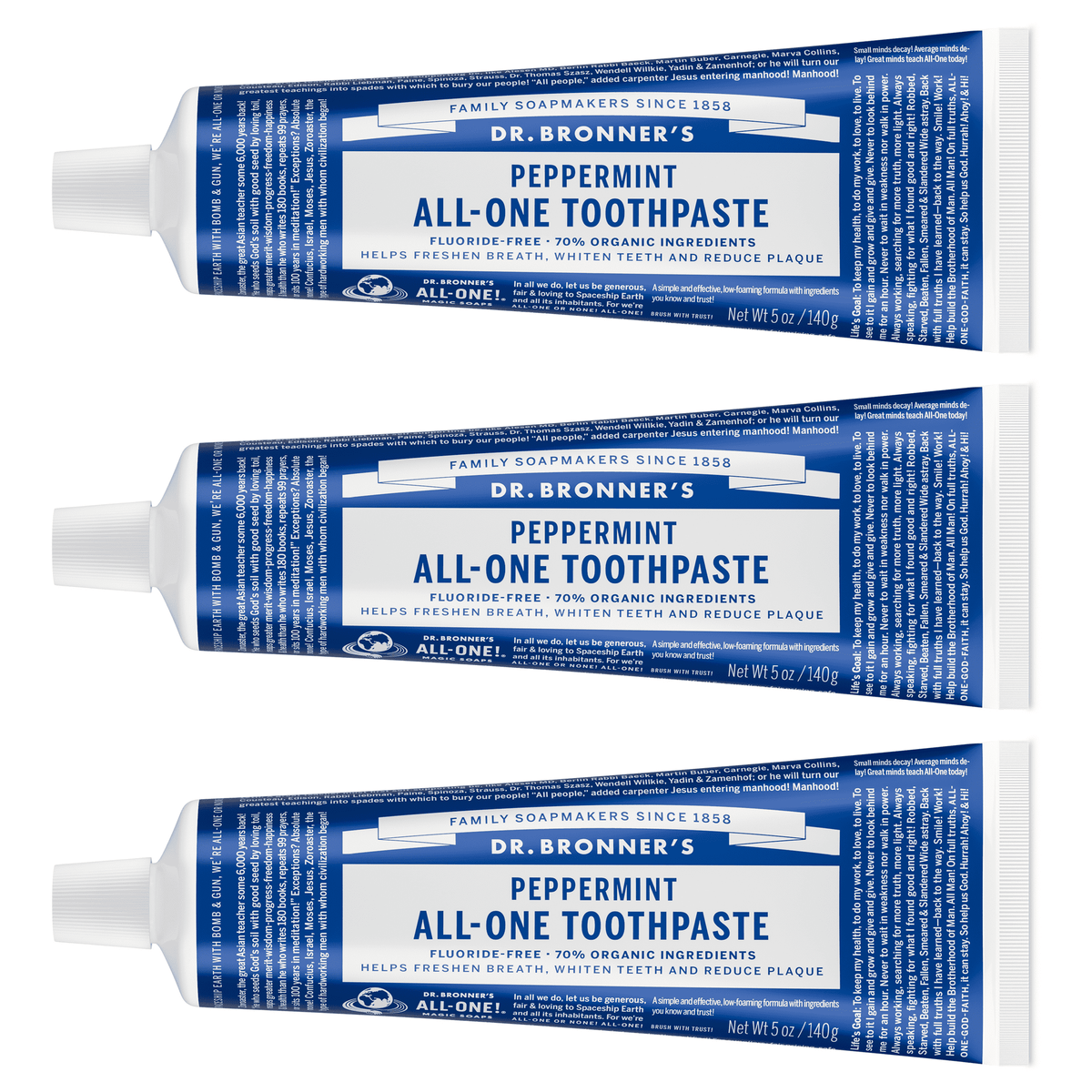 Dr. Bronner's Toothpaste - Spearmint - 5oz - Whitening, Natural & 70% Organic - Adults, Teens Children 3 and Above