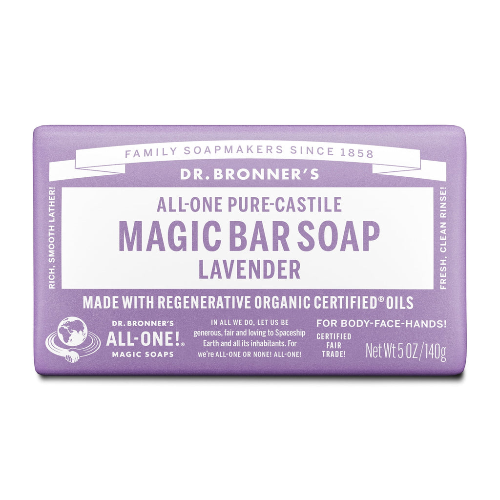 Dr.Bronner's Magic Bar Soap, Lavender, Pure-Castile Soap, 5 oz