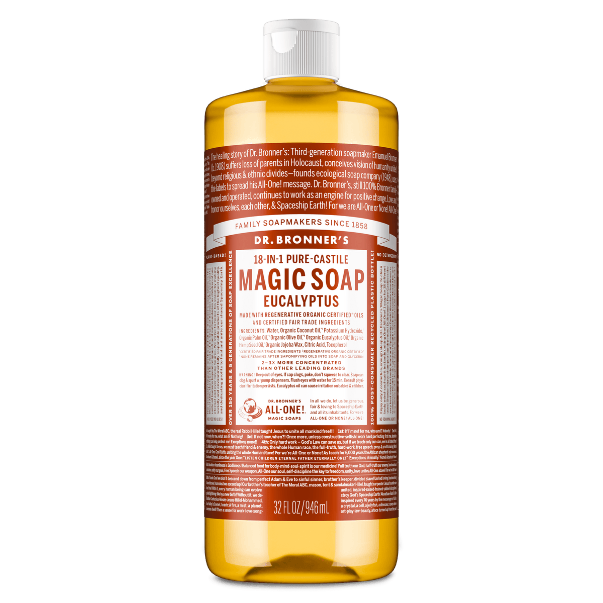 Dr.Bronner's Magic Soap, Eucalyptus, Pure-Castile Body Wash Liquid Soap, 32 fl oz