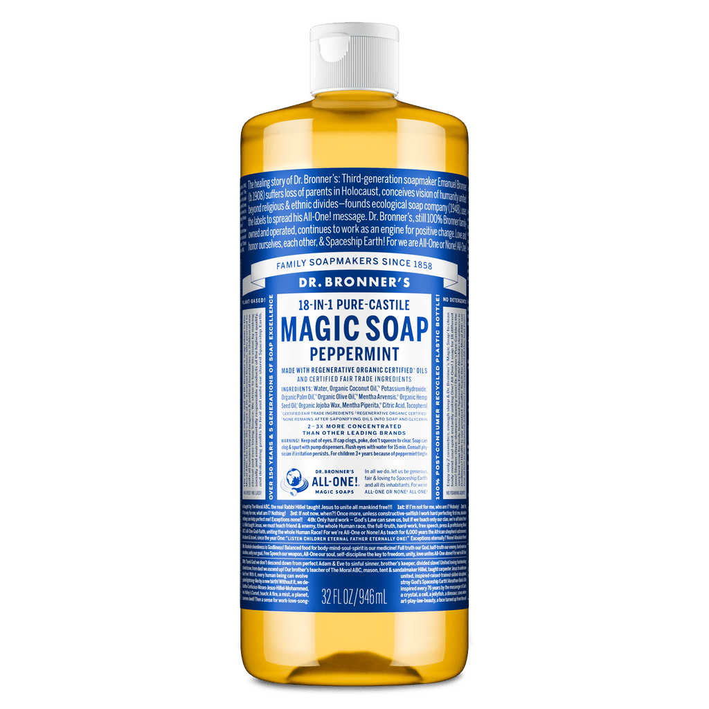 Dr.Bronner's Magic Soap, Peppermint, Pure-Castile Body Wash Liquid Soap, 32 fl oz