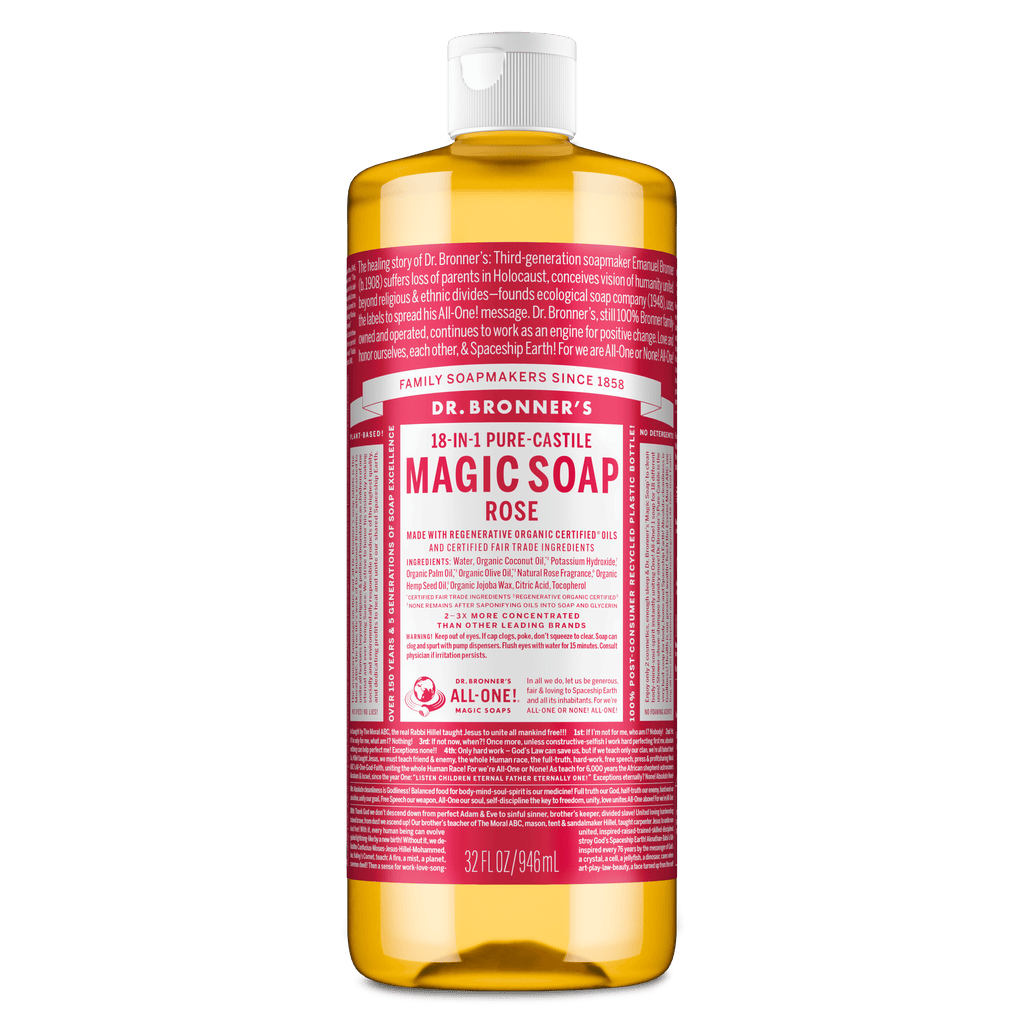 Dr.Bronner's Magic Soap, Rose, Pure-Castile Body Wash Liquid Soap, 32 fl oz